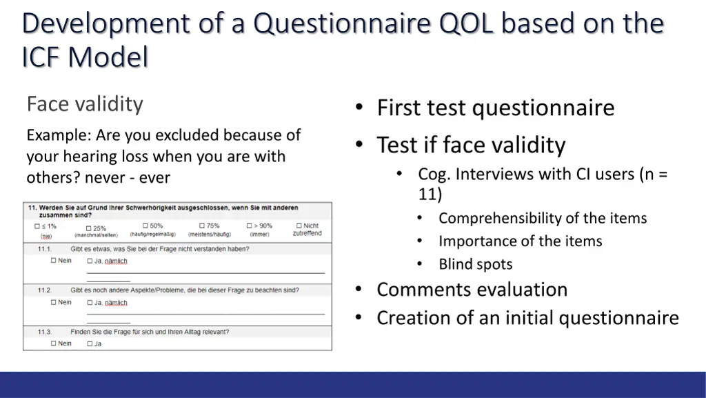 development of a questionnaire qol based