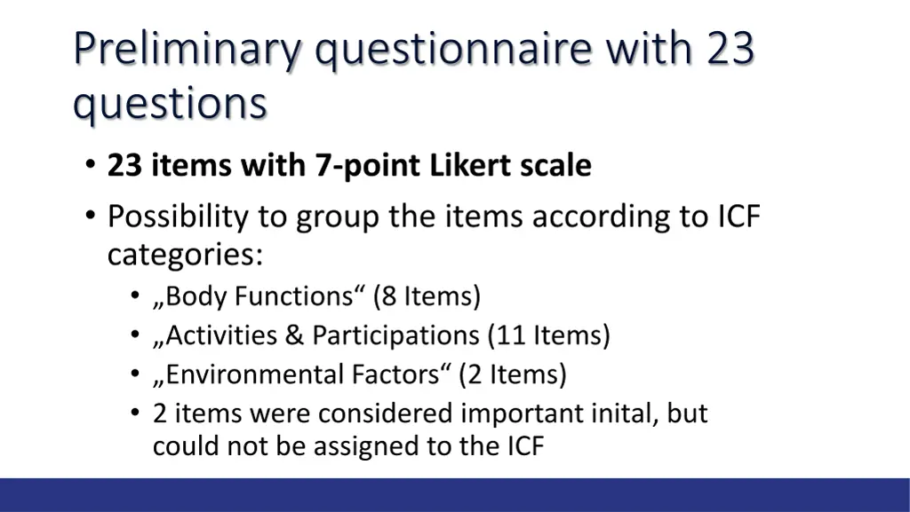 preliminary questionnaire with 23 questions