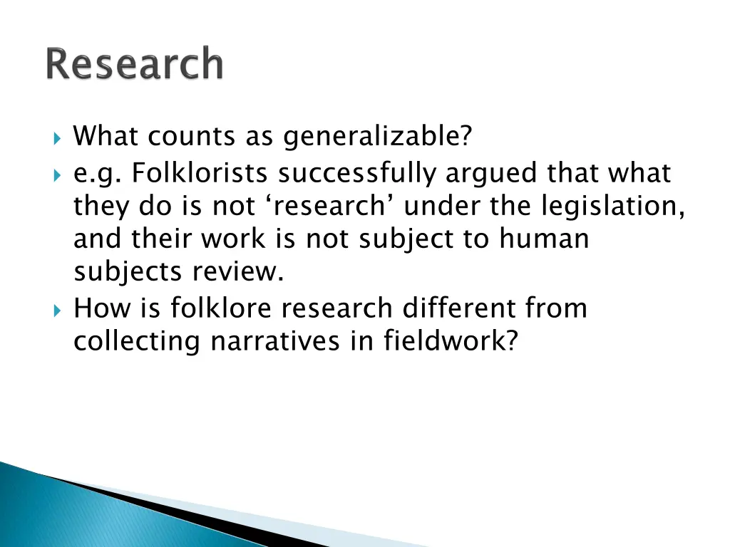 what counts as generalizable e g folklorists