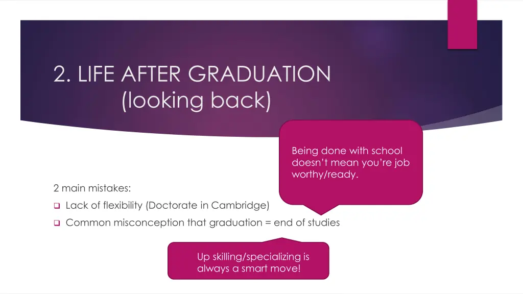 2 life after graduation looking back