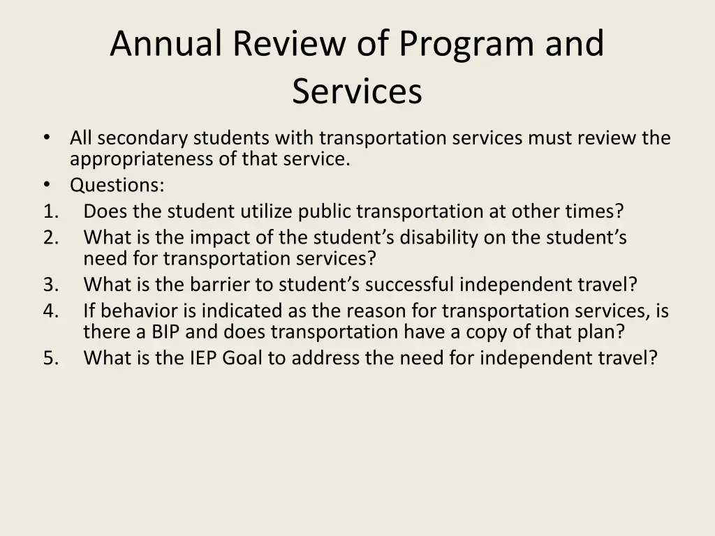 annual review of program and services