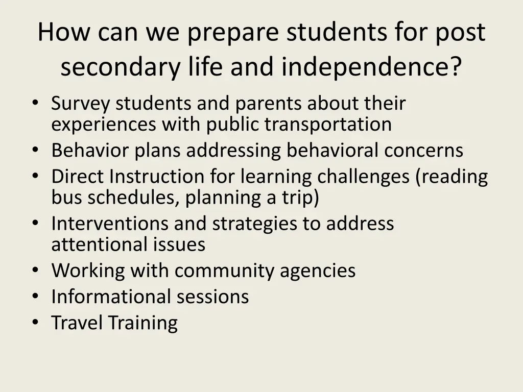 how can we prepare students for post secondary