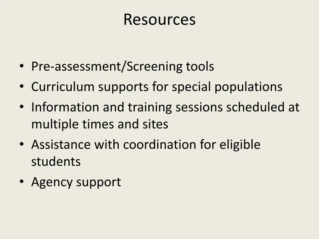 resources