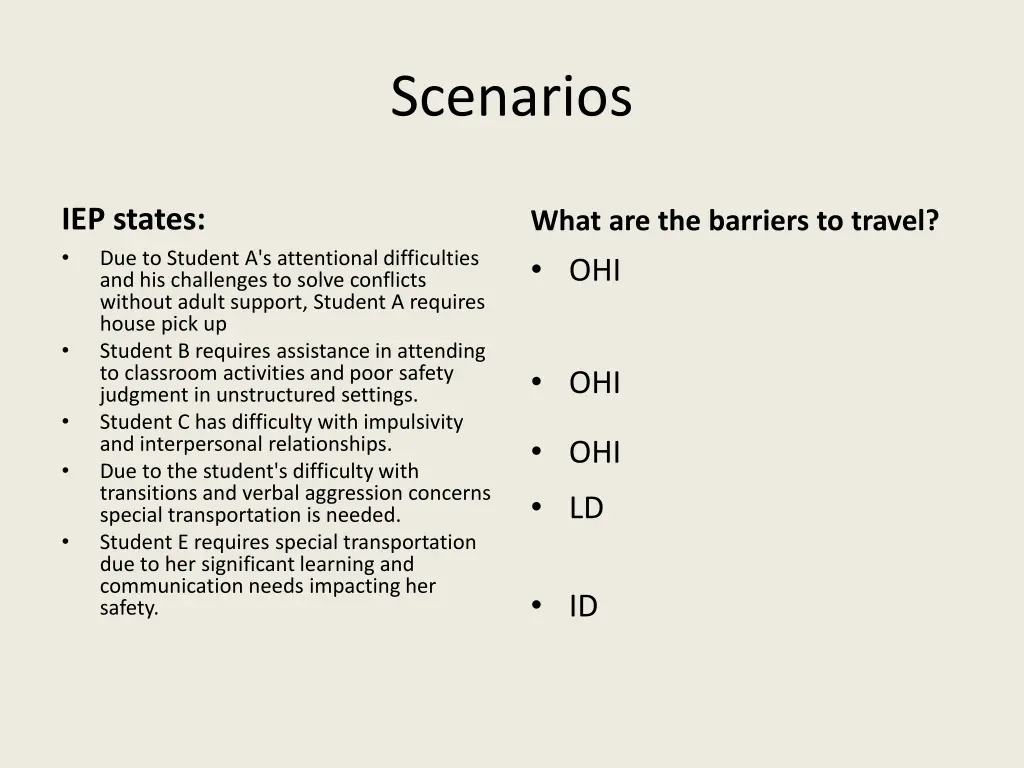 scenarios