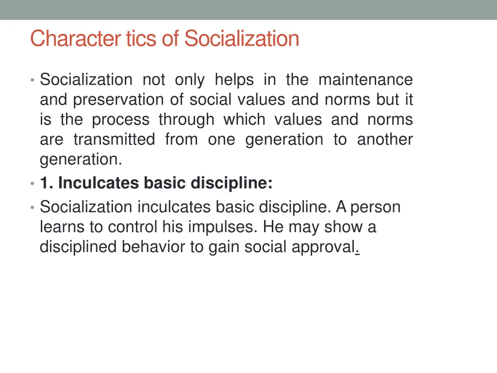 character tics of socialization
