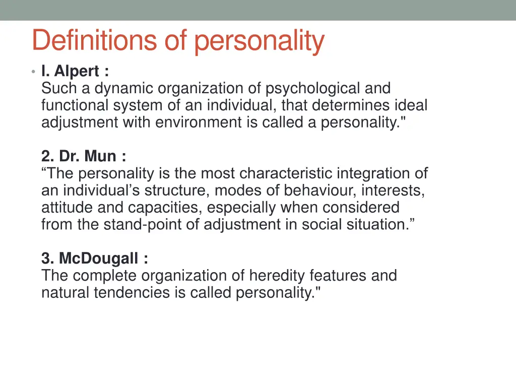 definitions of personality l alpert such
