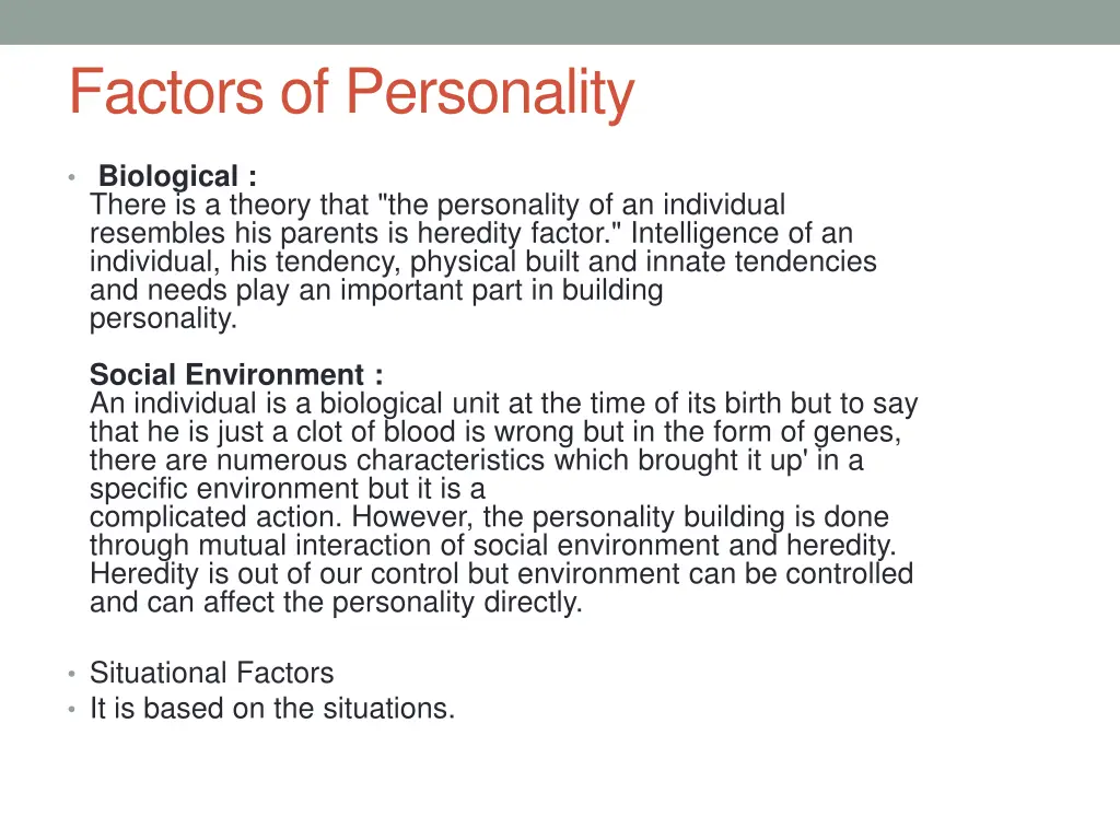 factors of personality