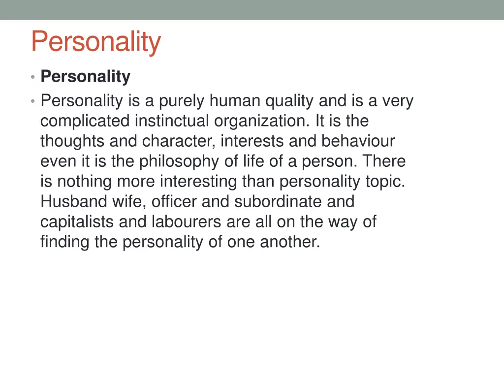 personality