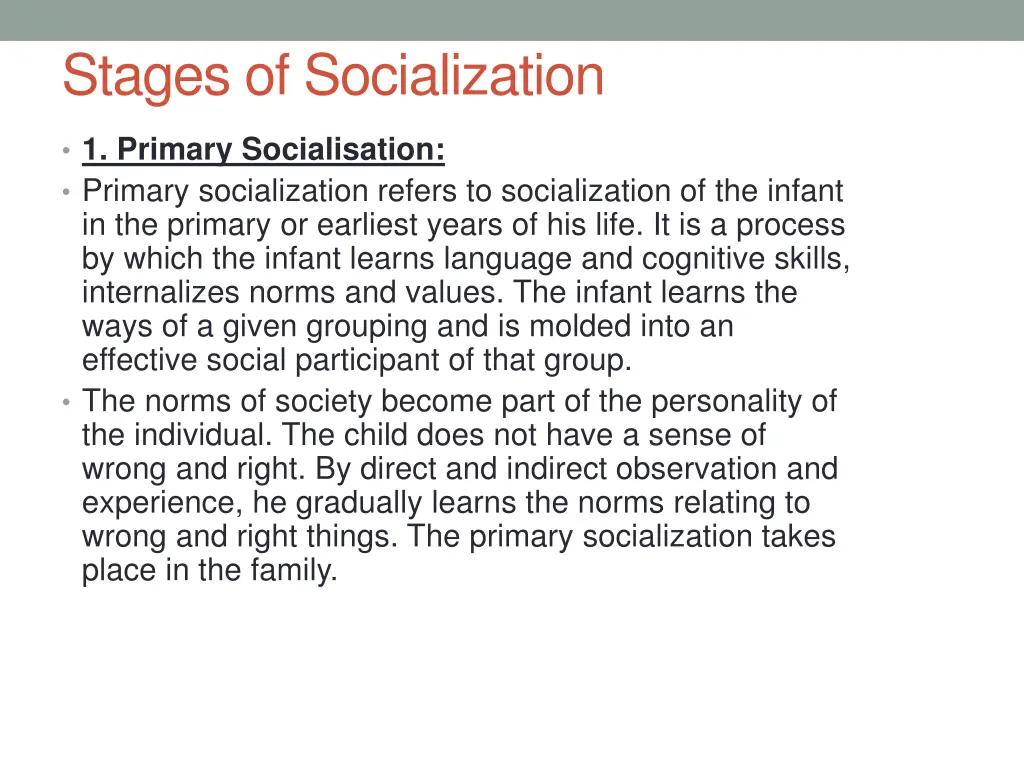 stages of socialization
