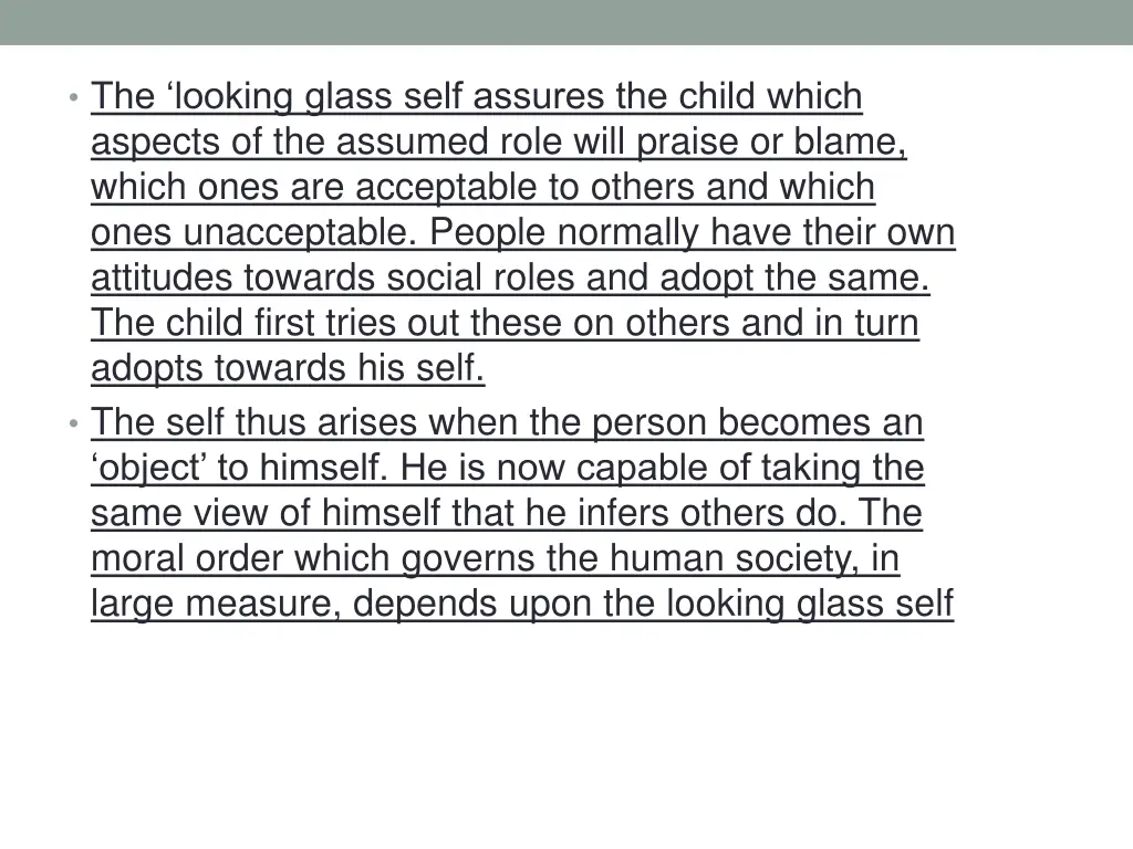 the looking glass self assures the child which