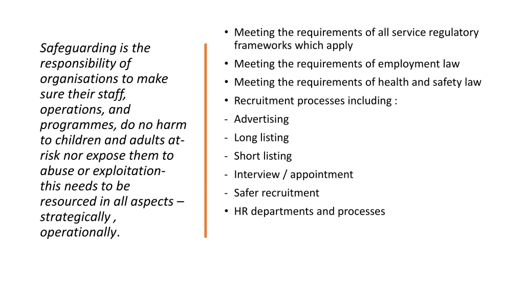 meeting the requirements of all service