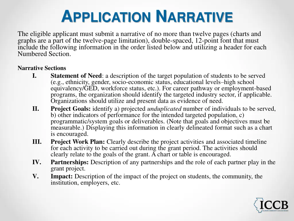 a pplication n arrative