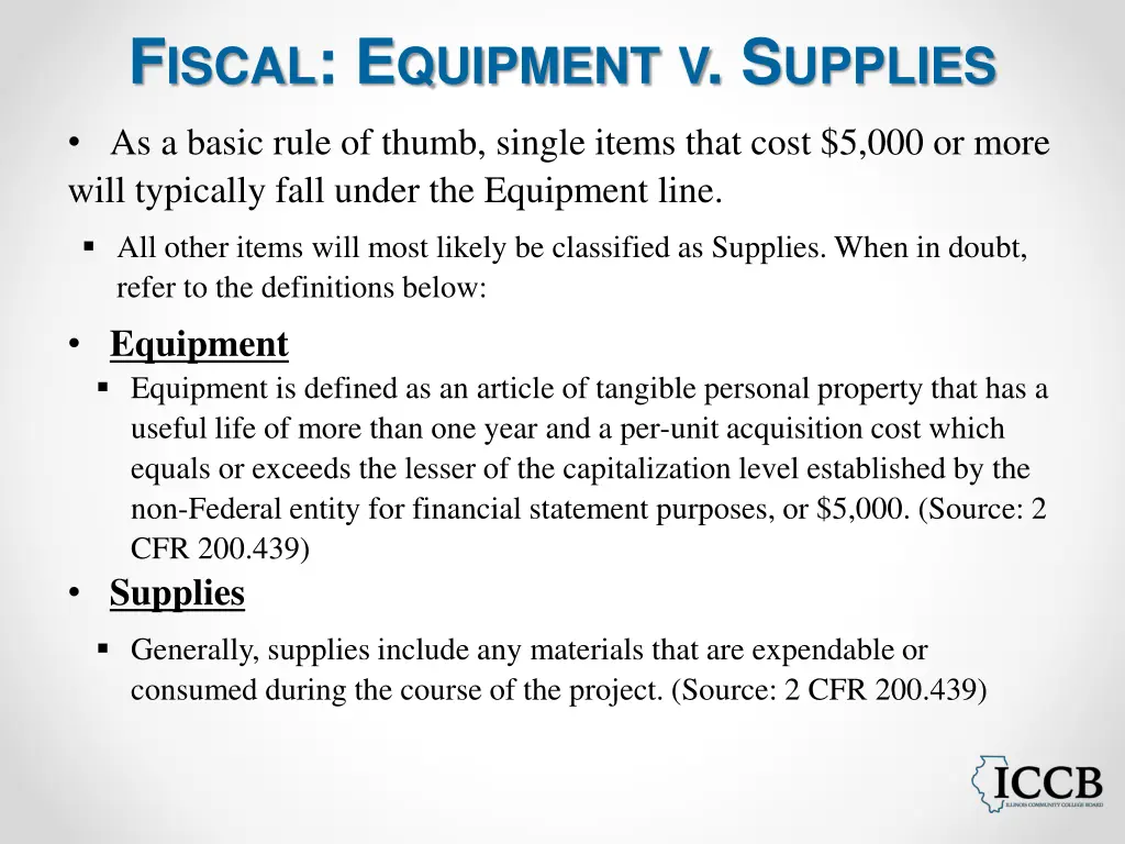 f iscal e quipment v s upplies
