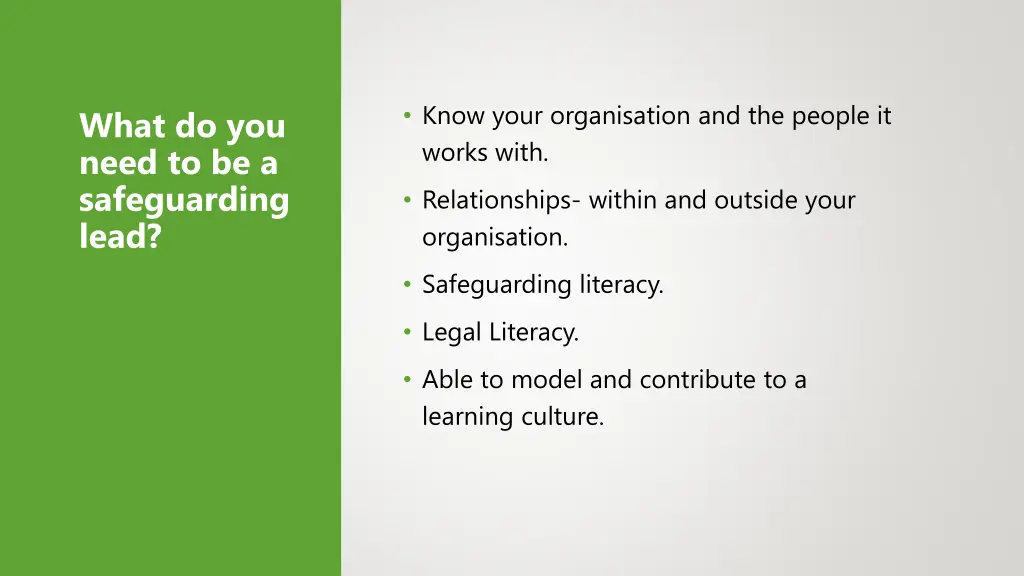know your organisation and the people it works