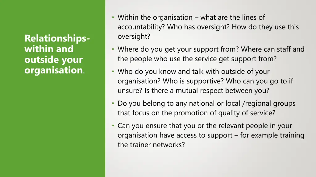 within the organisation what are the lines