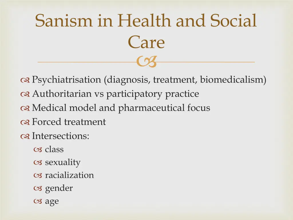 sanism in health and social care
