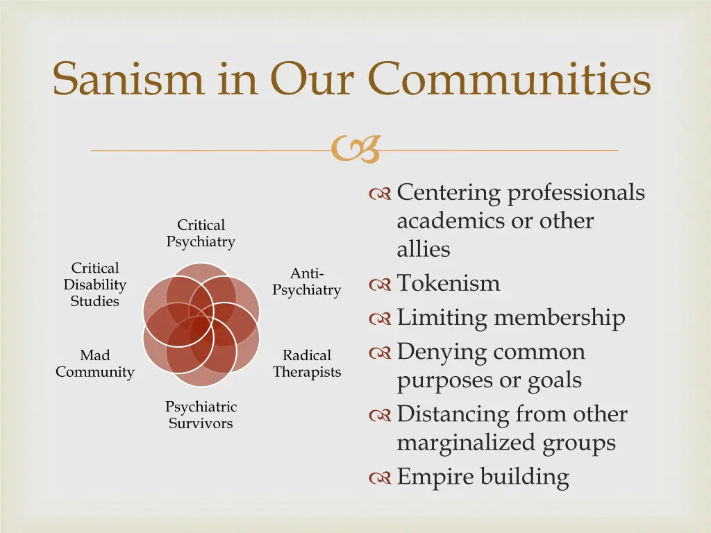 sanism in our communities
