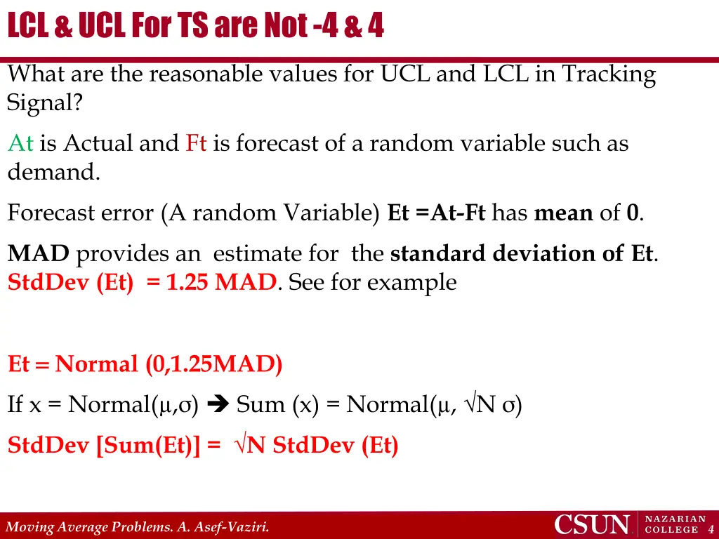 lcl ucl for ts are not 4 4