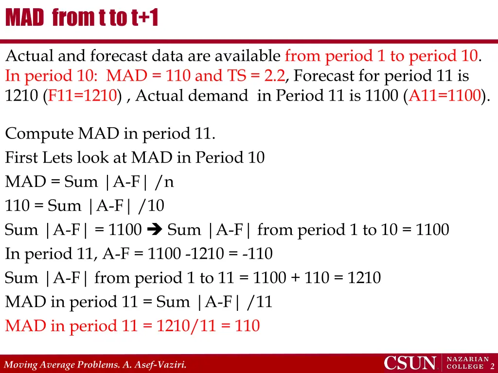mad from t to t 1