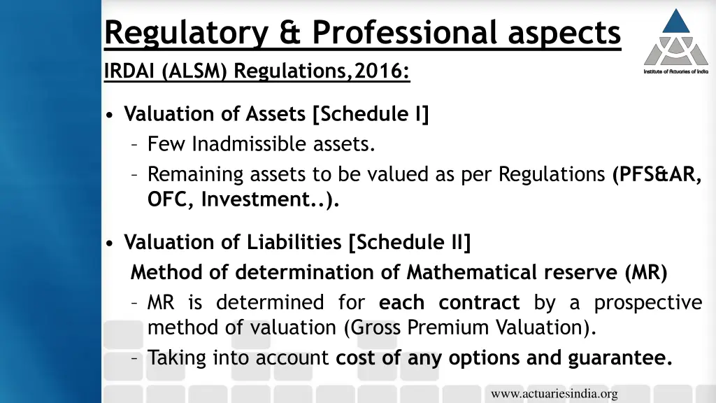 regulatory professional aspects irdai alsm