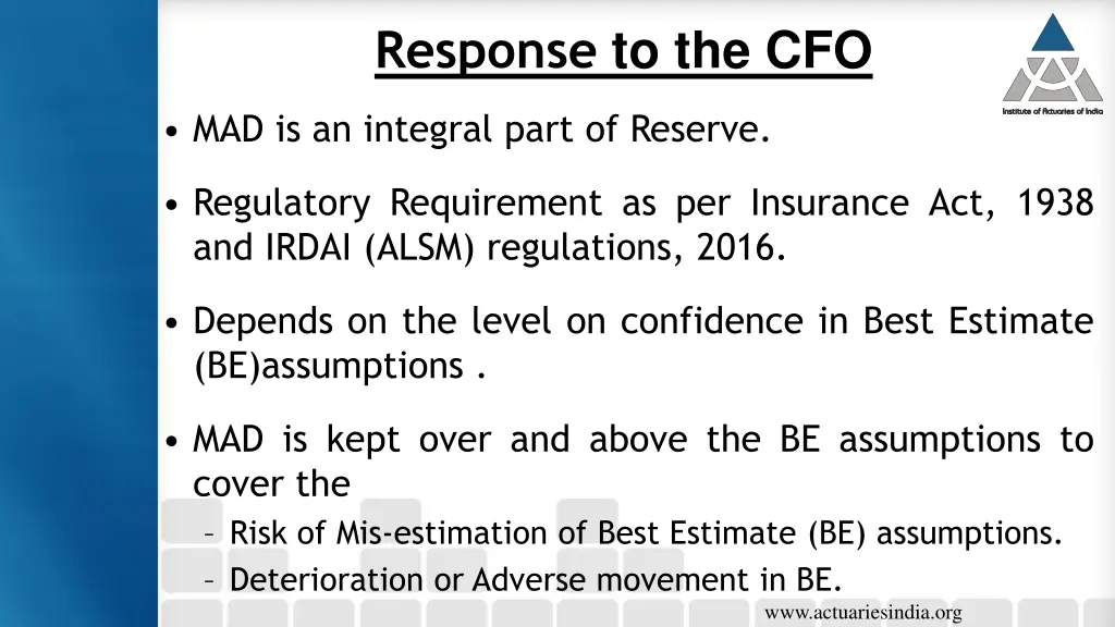response to the cfo