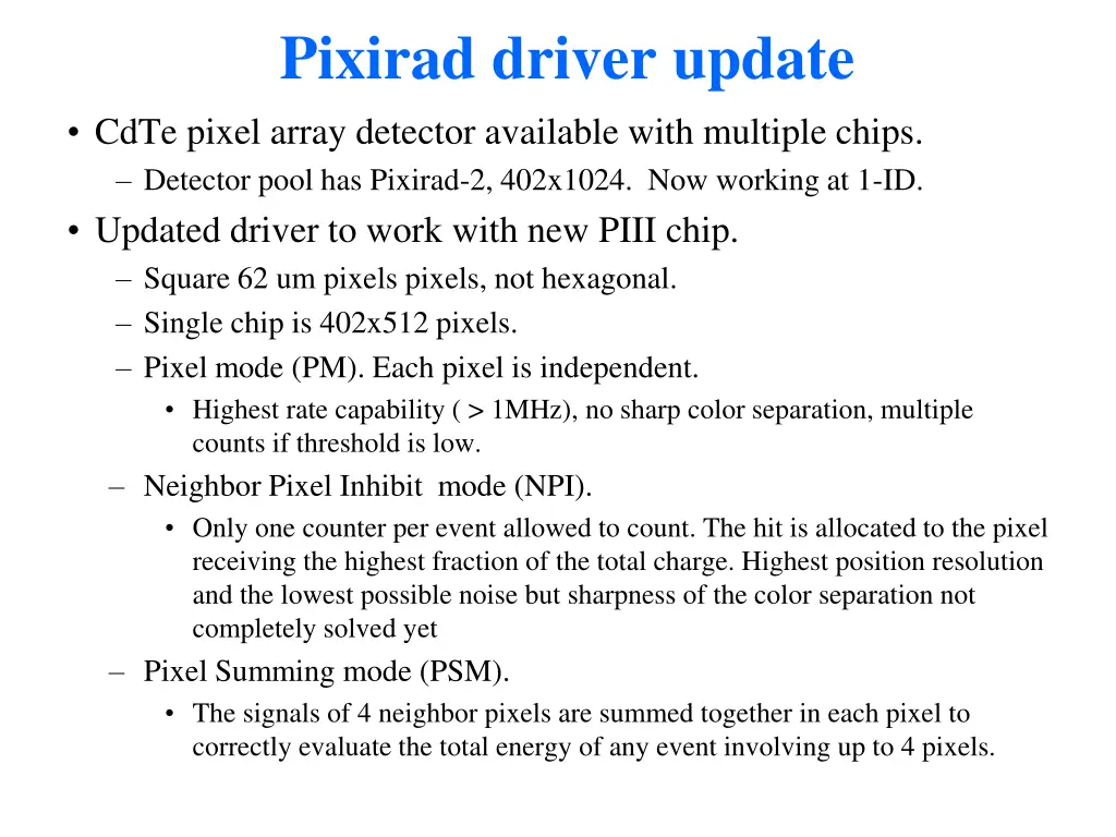 pixirad driver update