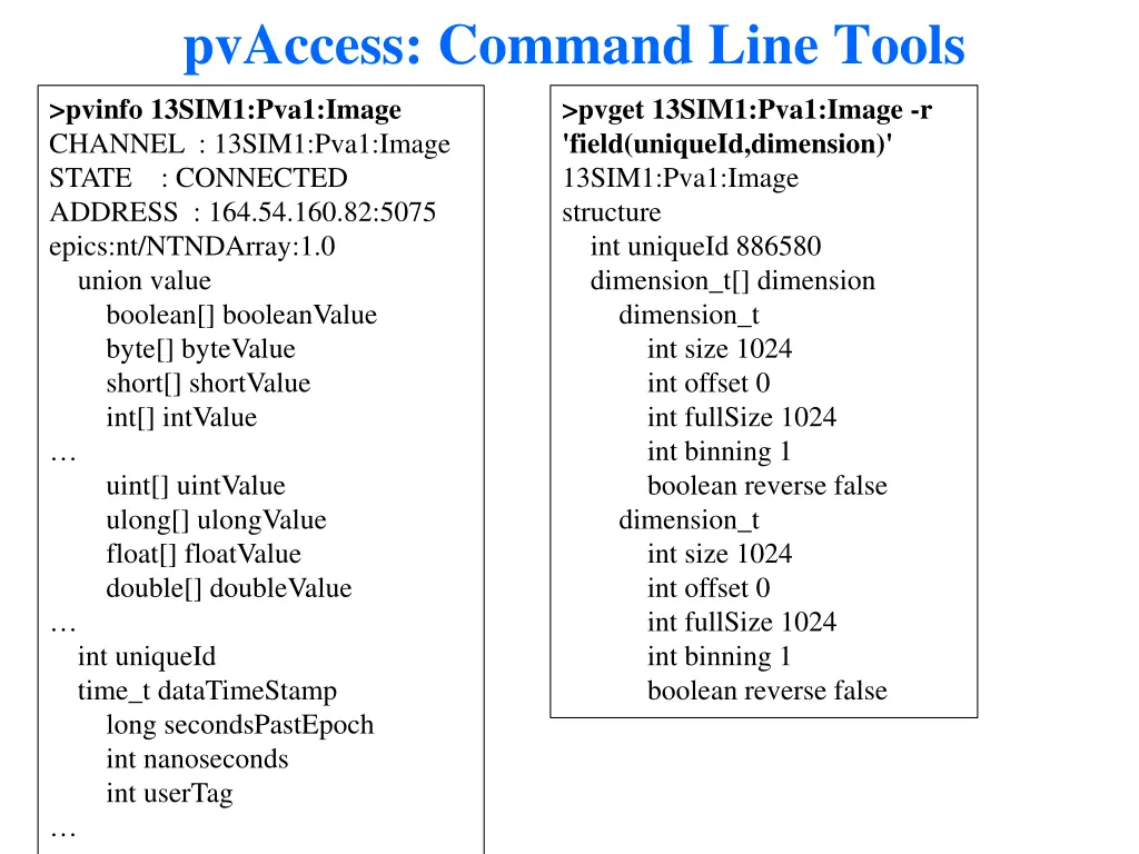 pvaccess command line tools