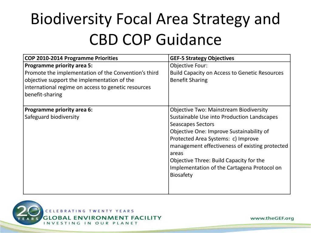 biodiversity focal area strategy 1