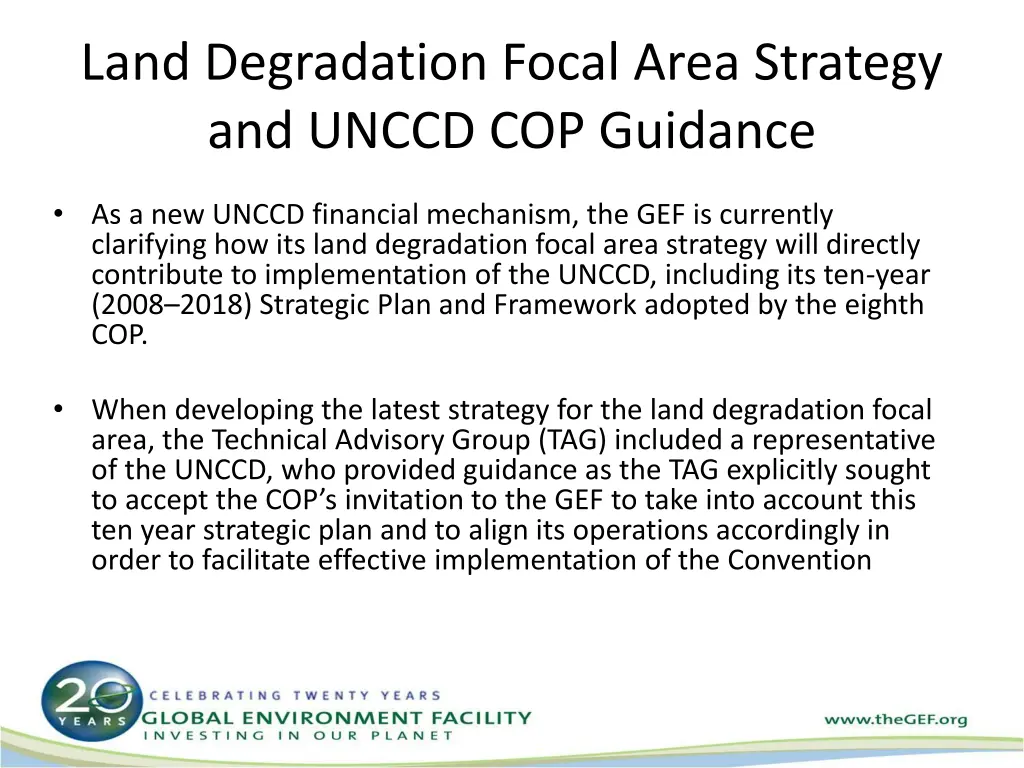 land degradation focal area strategy and unccd
