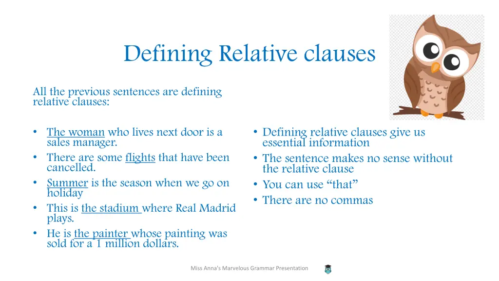 defining relative clauses