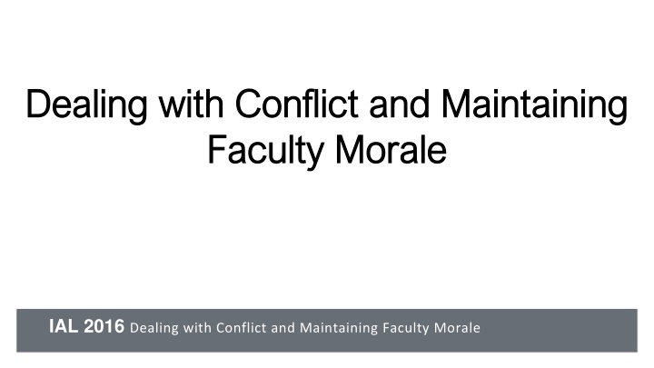 dealing with conflict and maintaining dealing