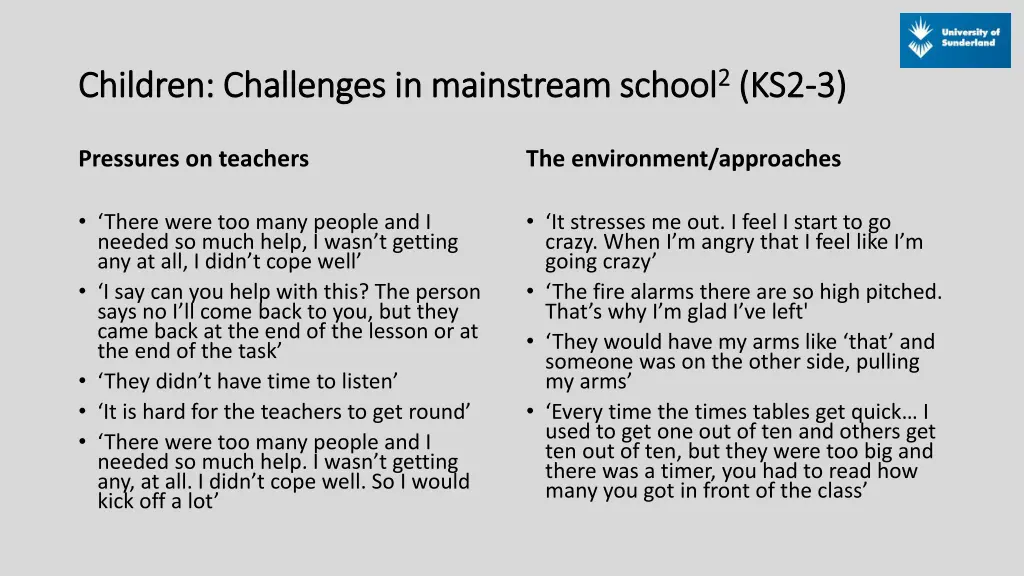 children challenges in mainstream school children 1