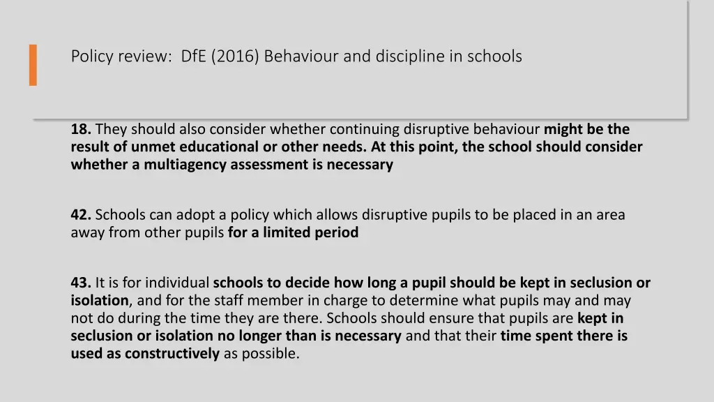 policy review dfe 2016 behaviour and discipline