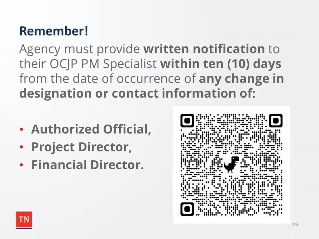 remember agency must provide written notification