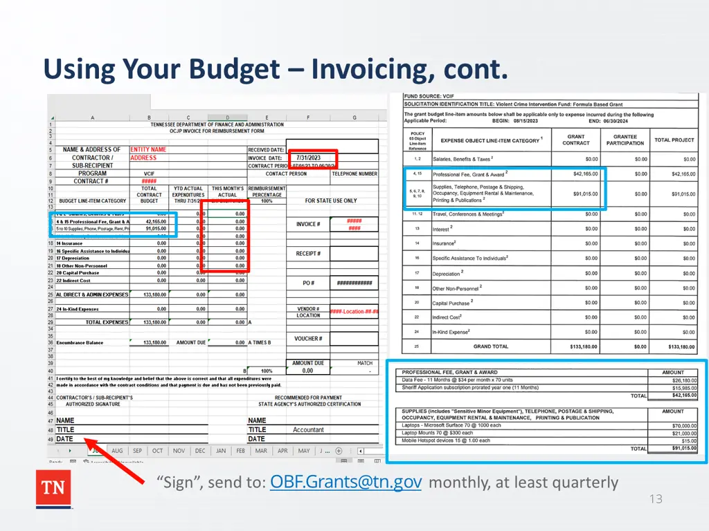 using your budget invoicing cont