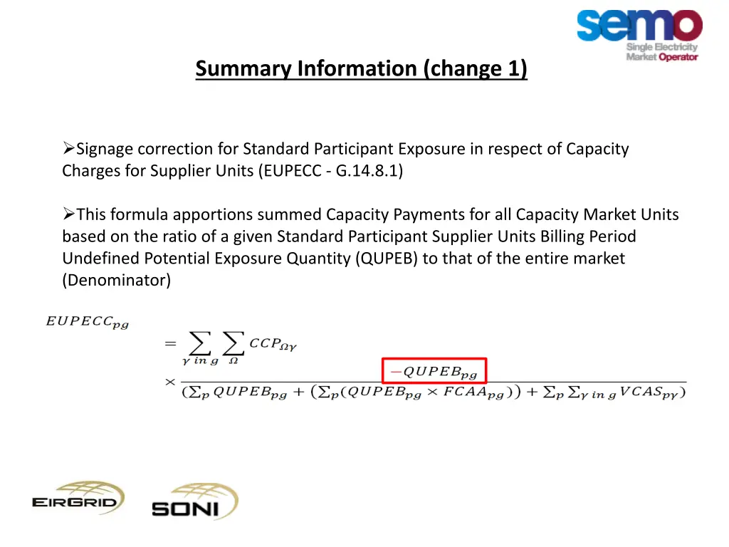 summary information change 1
