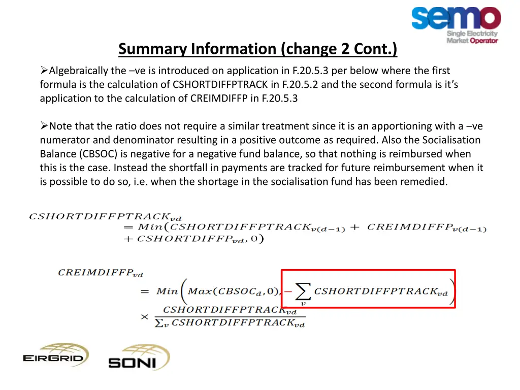 summary information change 2 cont algebraically