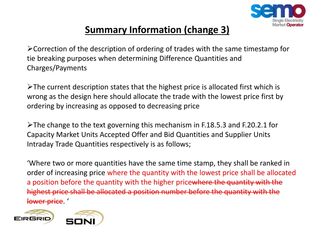 summary information change 3