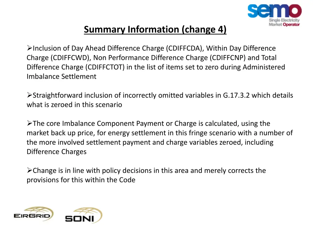 summary information change 4