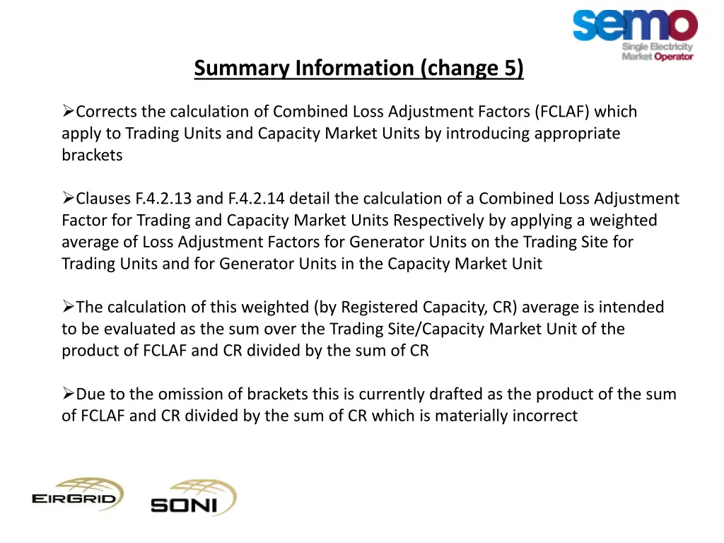 summary information change 5