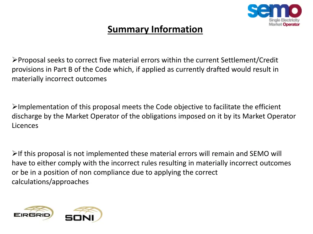 summary information