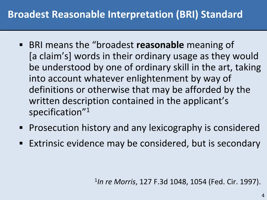 broadest reasonable interpretation bri standard