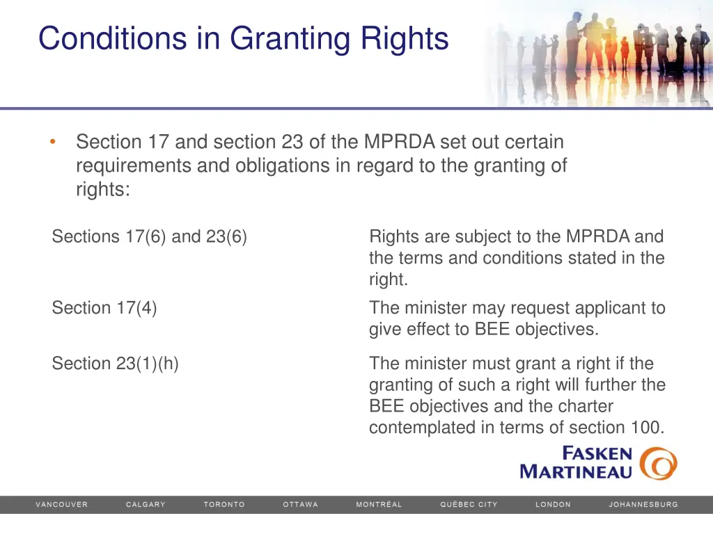 conditions in granting rights