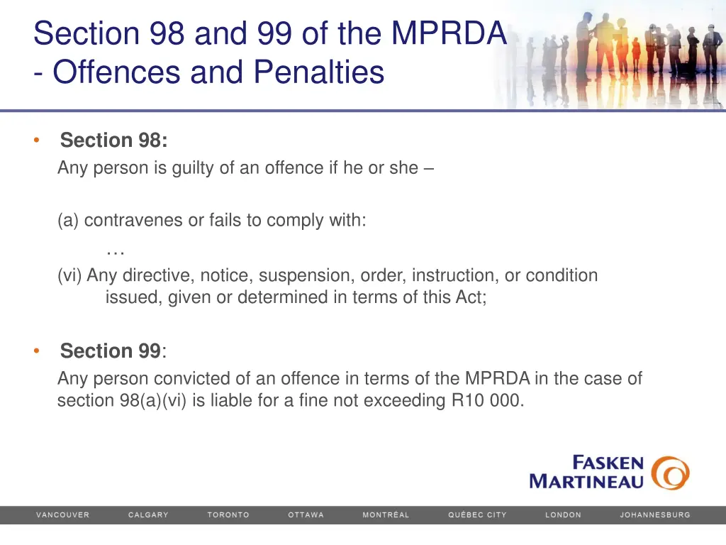 section 98 and 99 of the mprda offences