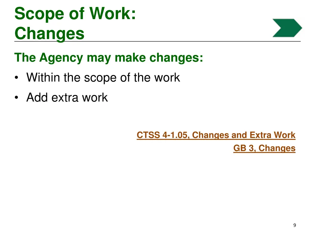 scope of work changes