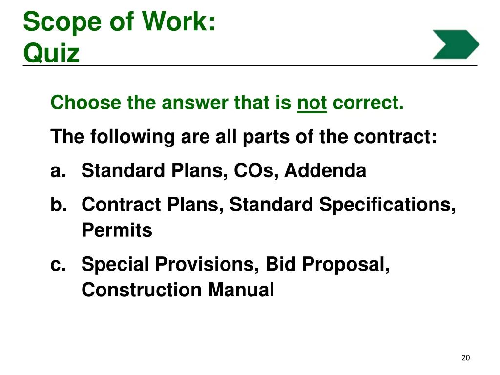 scope of work quiz 1