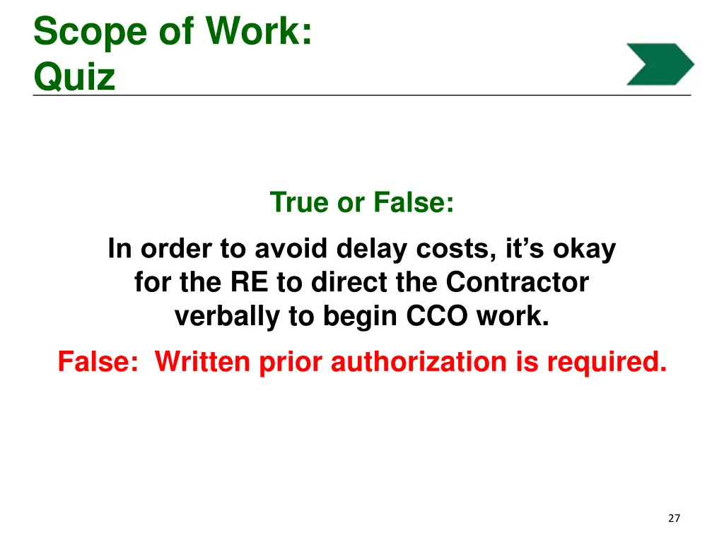 scope of work quiz 8