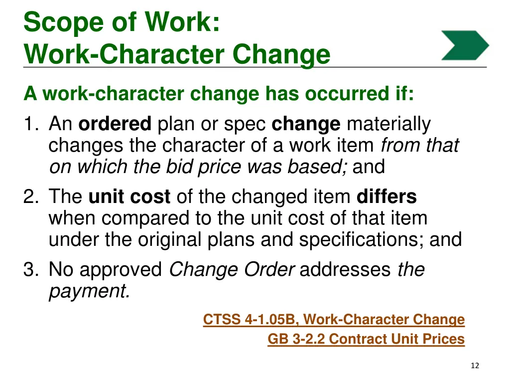 scope of work work character change