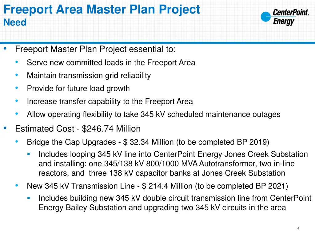 freeport area master plan project need