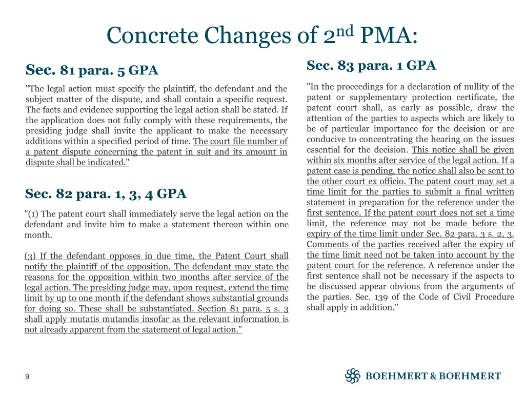 concrete changes of 2 nd pma